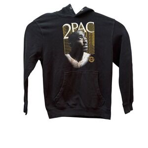 Cross Colours 2Pac Shakur Graphic Hoodie Mens Medium Black Hip Hop Streetwear